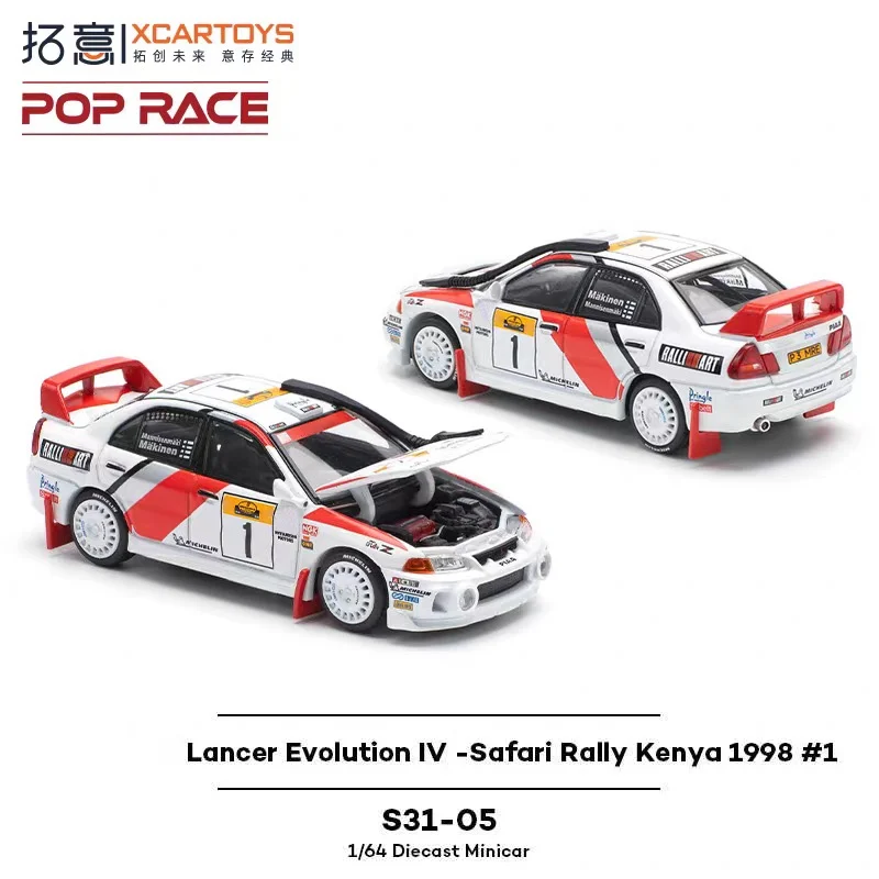 

PreSale Xcartoys X Pop Race 1:64 Lancer EVO IV Safari Rally Kenya 1998 RACE No.1 Die-Cast Car Model Collection Miniature