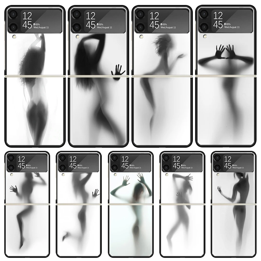 Woman Silhouettes Sexy Lady Girl Phone Case For Samsung Galaxy Z Flip3 Flip4 Flip5 Flip6 PC Shell For Z Flip 3 4 5 6 Hard Foldin