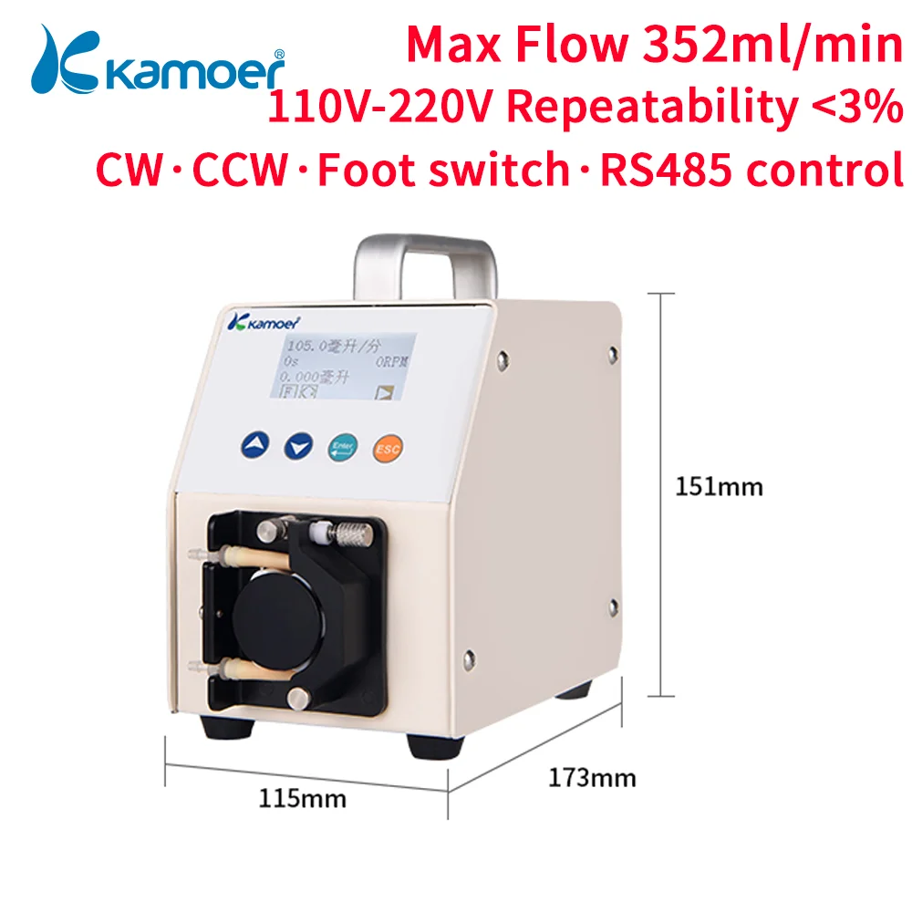 

Kamoer LLS Plus Peristaltic Pump AC110-220V Stepper Motor Pump Adjustable Flow CW/CCW Dosing Pump LCD Screen for Lab or Aquarium