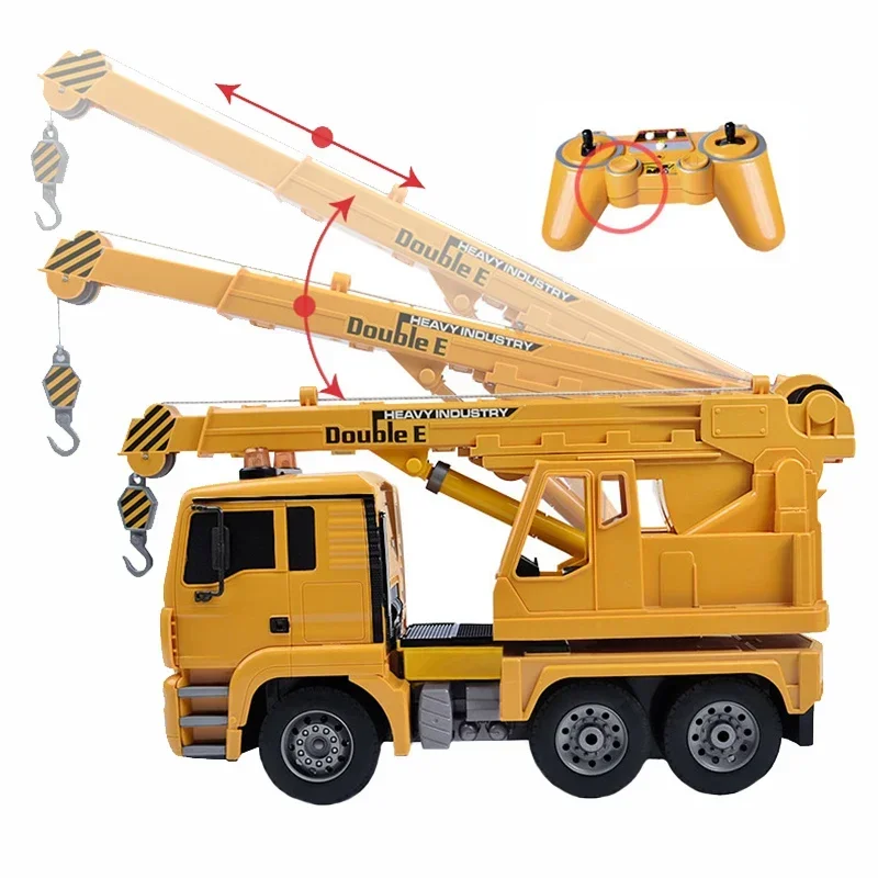 รถบรรทุกบังคับวิทยุ Double E RC Truck 1/20 รถเครนควบคุมระยะไกล รถวิศวกรรมจำลอง ตะขอเกี่ยวแบบยืดหยุ่น รถไฟฟ้า ของขวัญวันเกิดสำหรับเด็ก