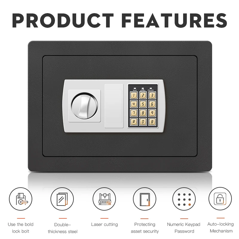 Electronic Password Security Box, College Dorm SafeRoomHome, Safe, Storage, Box Office Savings, Safes Mechanical Safe Box for Money Key Lockbox Safebox ——No Batteries Were Provided