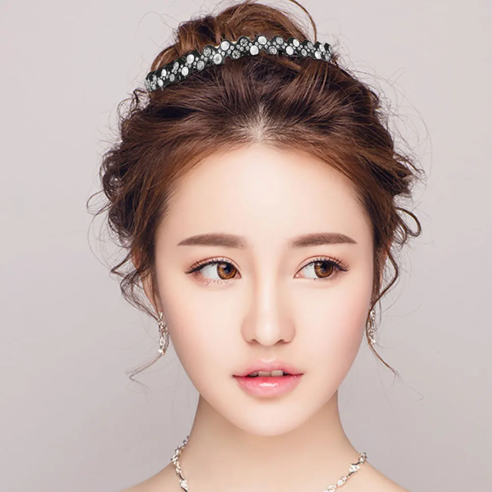 

Girls Large Crystal Teeth Hairhoop Rhinestone Comb Headband Sparkling Hair Accessories For Women White Blue Party Daily Wear