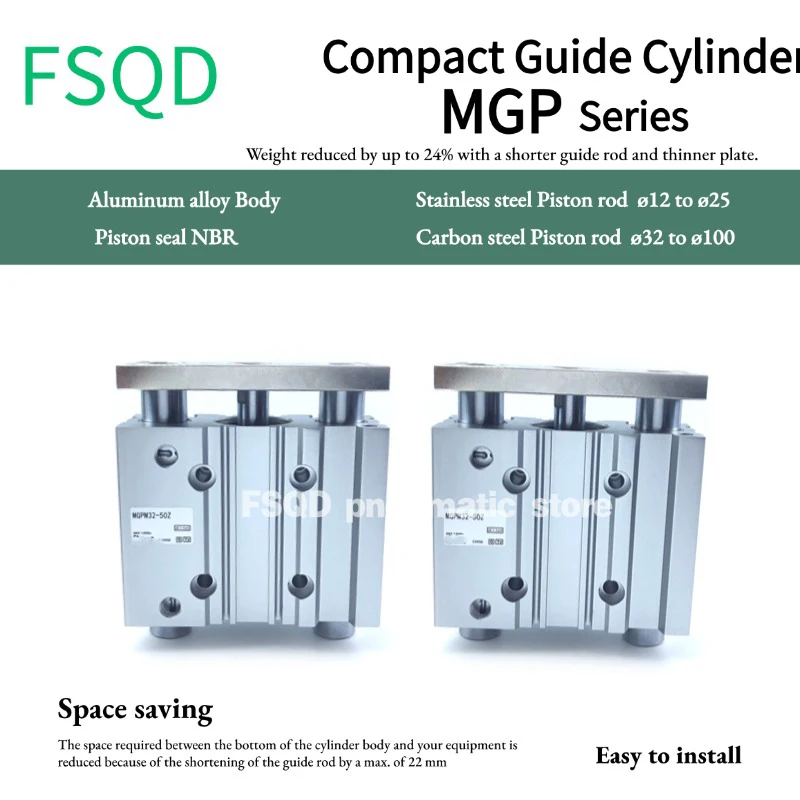 MGPM12-10、20、25、30、40、50、75、100、125、150、175、200、250、300-10Z 20Z 30Z 40Z 50Z 75Z 100Z 125Z 150Z 200Z 300Z コンパクトシリンダ MGPM