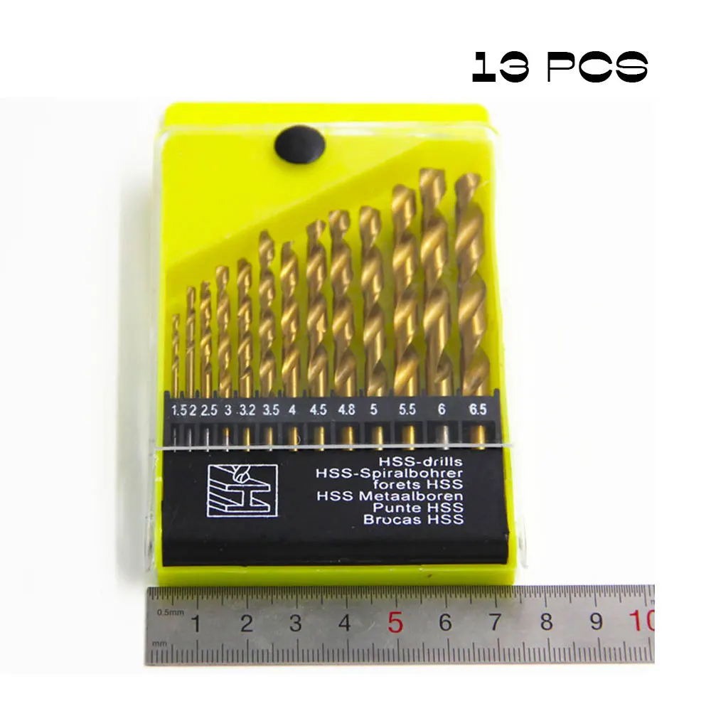 Binoax 13Pcs Twist เจาะชุด Bit รอบ Shank HSS เคลือบไทเทเนียมเมตริกเครื่องเจาะโลหะสำหรับโลหะ1.5-6.5มม.