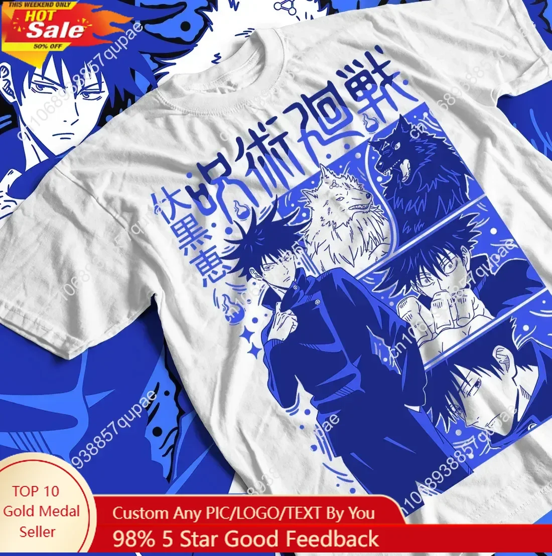 

Jujutsu Kaisen Megumi Fushiguro T-shirt JJK Gojo Toji Sukuna gift Shirt All Size
