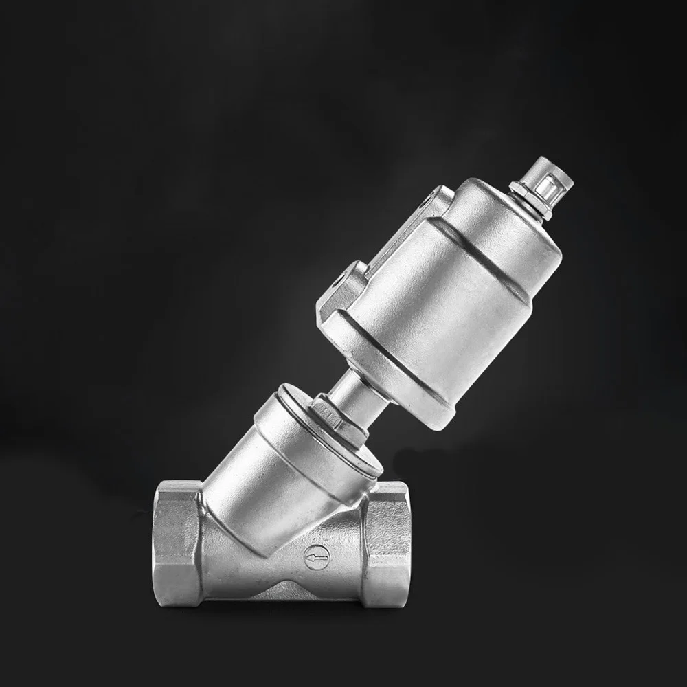 

Y-Shaped 304 Stainless Steel Pneumatic Actuated Angle Seat Valve Female Thread ZG 1/2" 3/4" 1" BSP Steam Gas Oil Water