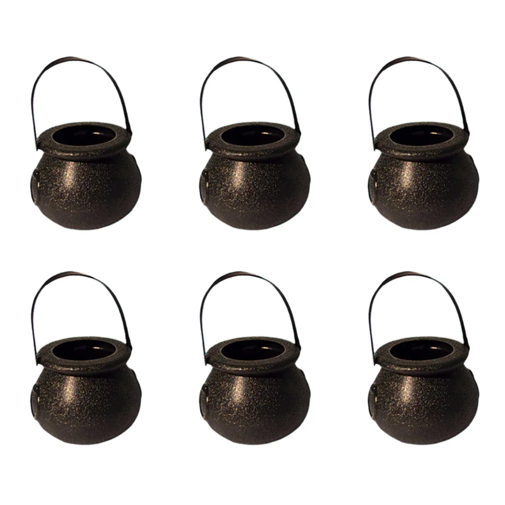 

6pcs Candy Bucket Witch Jar Holder Halloween Party Small Basket Storage Container for Kids Holiday Gift