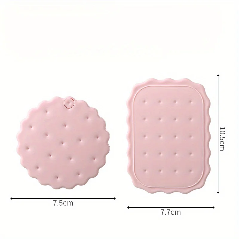 2Pcs Rectangle + Round Cheese Cracker Design Folding Mirror With Comb- Double-Sided, Portable Makeup Mirror For Purses & Travel