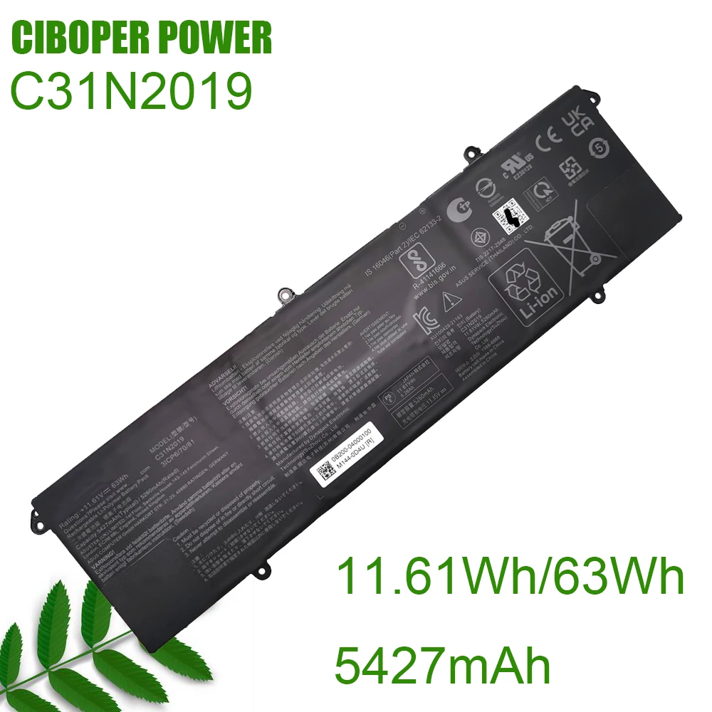 

CP Original Laptop Battery C31N2019 11.61V/63Wh.5427mAh For VivoBook Pro 14X OLED M7400 M3500QC-L1081T M3500QC-L1142T Series