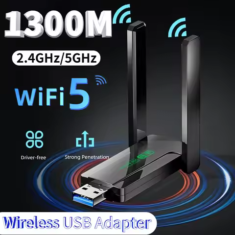 1300Mbps WiFi USB Adapter Dual Band 2.4G/5Ghz Wi-Fi Dongle 802.11AC Powerful Antenna Wireless Receiver For PC/Laptop Driver Free