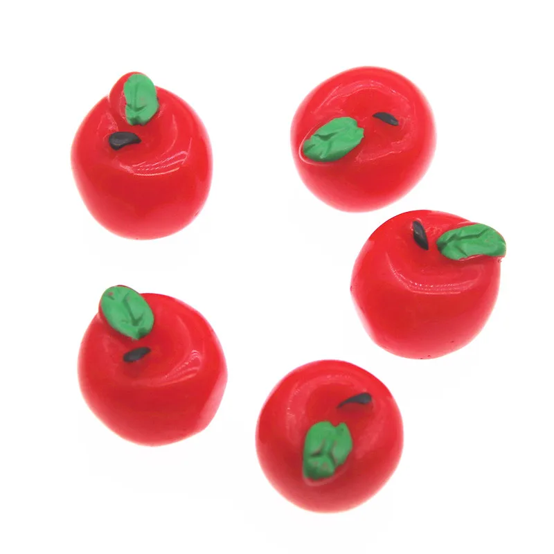 Apple Fruit 10PCS 3D Resin Flatback Cabochon Miniature Food Art Supply Decoration Charm DIY craft
