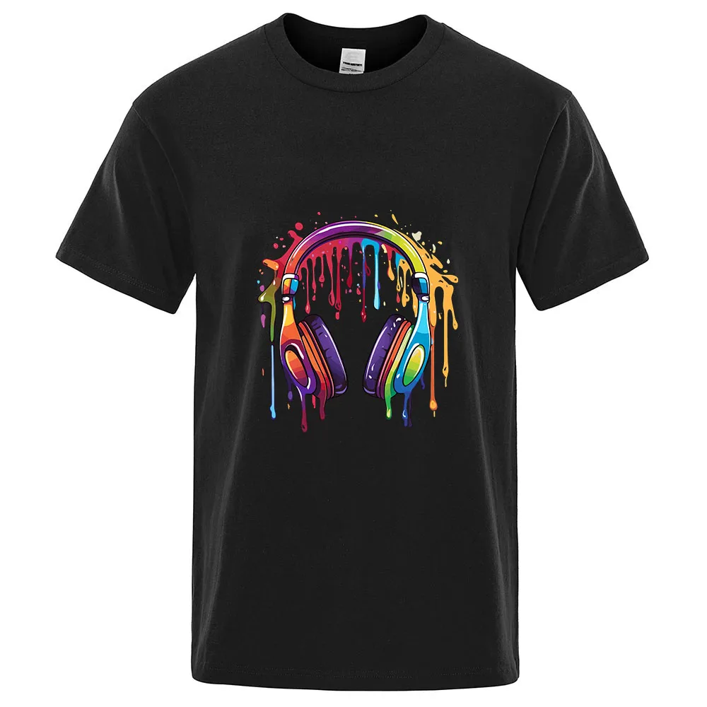 

Hip Hop Melting Headset Graphic Daily Summer Man Men Dry Fit Quick Dry Athletic Short Sleeve Moisture Wicking Breathable T-Shirt