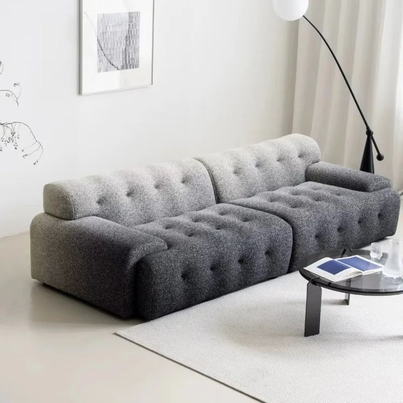 Gradual change fabric sofa modern simple straight row sofa hotel living room