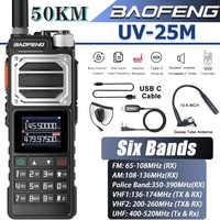 2024 New Tri Band 10W Walkie Talkie Baofeng UV-25M UHF VHF MW FM Air NOAA Multi-Band Receiver UV-25 Handheld Ham Two Way Radio