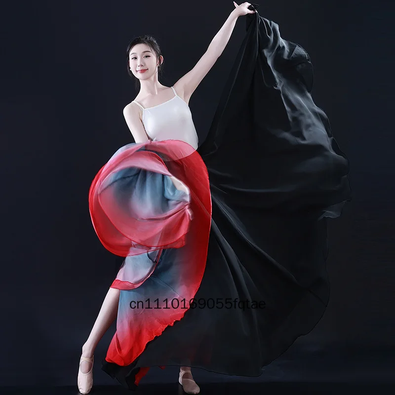 

720 Degree Circle Skirt Long Flared Skirt for Dance Ethnic Chinese Classical Dance Costume for Women Ballroom Latin Square Dance