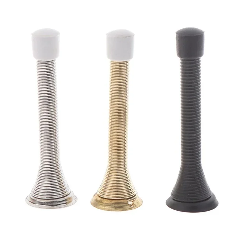 1pc Spring Door Stops Flexible Heavy Duty Spring Door Stopper with RustProof Screw Rubber Bumper Tips