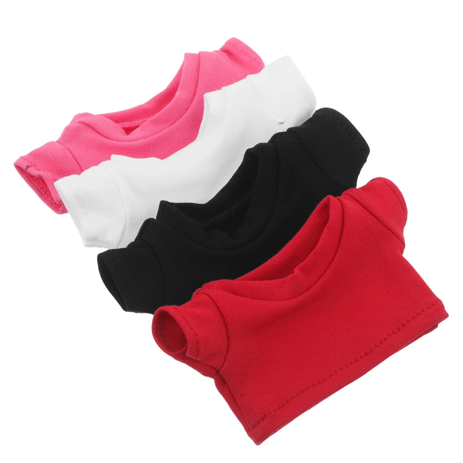 4Pcs Heat Sublimation Blank Bear T-Shirts Basic Small Animal Clothing Replaceable Miniature Clothes for 9Cm Stuffed Bear