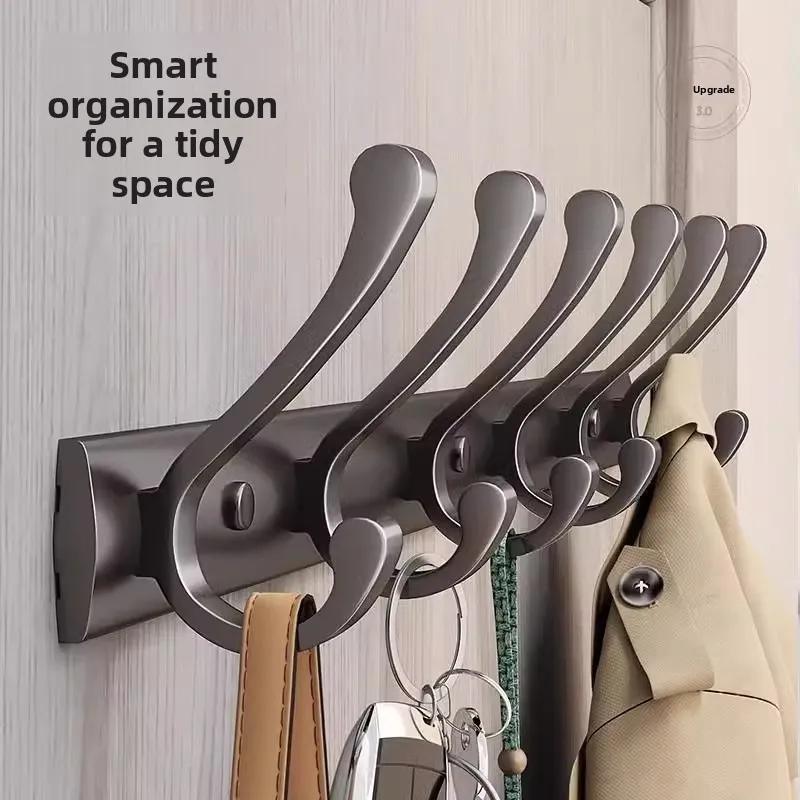 

Wall-Mounted Door Ba Hook Clothes Hanger Fixed Wall Hanging Ra Entrance Closet Coat Hook Space Aluminum No-Drilling Needed