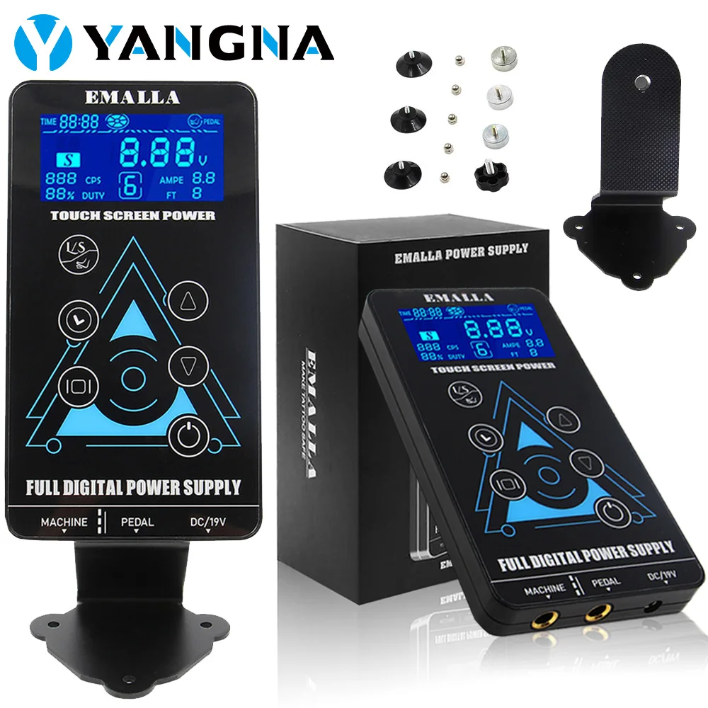 

EMALLA Tattoo Power Supply Digital LCD Screen for Coil&Rotary Tattoo Machine Permanent Makeup Power Source Tattoo Battery