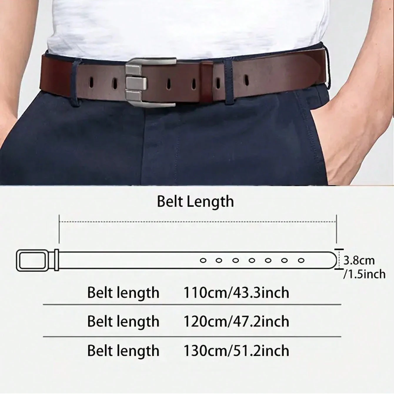 Neuer klassischer Luxus-Vintage-Herren-Ledergürtel – schwarzes PU-Material mit quadratischer Legierungsschnalle – perfekt für Freizeit- oder Geschäftskleidung – Detail 1