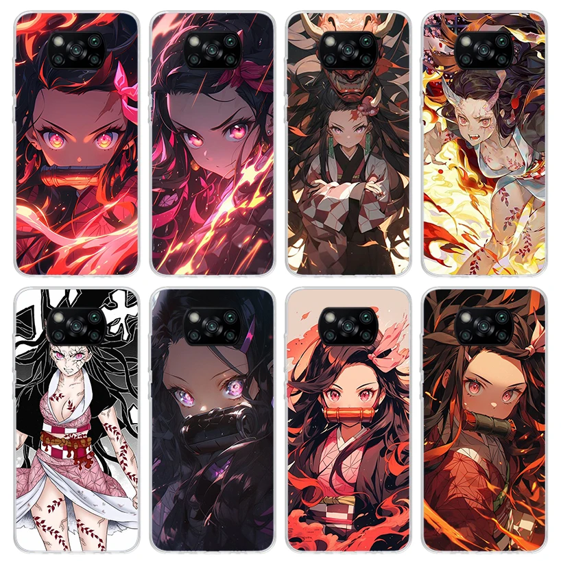 Nezuko Demon Slayer Phone Case For Xiaomi Poco X6 X5 X3 Nfc X4 GT M5S F6 F5 Pro M3 F3 F2 F1 M4 F4 5G Soft TPU Back Cover X5 X3 N