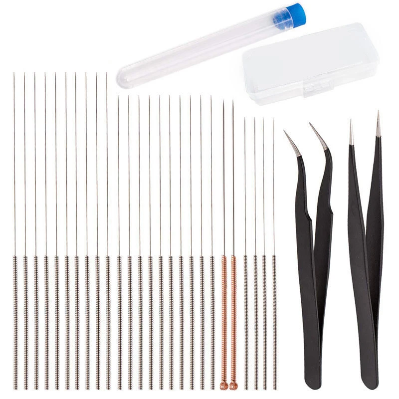 

28Pcs 3D Printer Nozzle Cleaning Kit Steel Nozzle Needles & Tweezers Kit For 3D Printer Drill Bits Cleaning-AC37