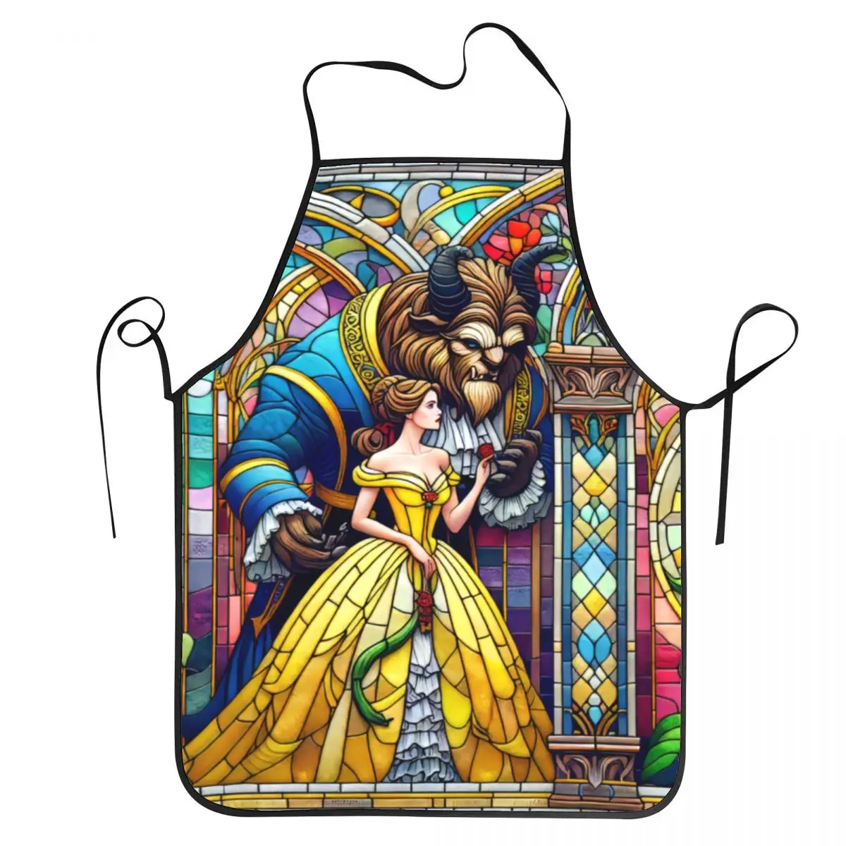 Custom Belle Princess Beauty And The Beast Apron Women Men Unisex Bib Cooking Kitchen Tablier Cuisine Chef Baking