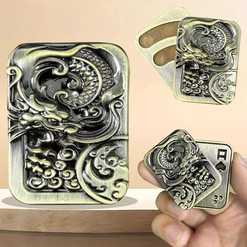Zodiac Dragon Magnetic Push Coin Haptic Coin Push Slider Pushing Plate Mechanical Slider Fidget EDC Metal Stress Relief Toy