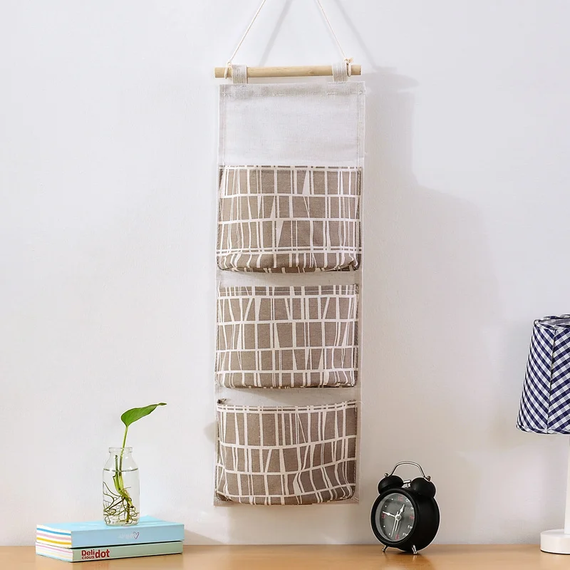 Wall Closet Storage Bag 3 Grids Wall Hanging Storage Bag Organizer Toy Container Decor Pocket Pouch Toy Good Bag Storage Bag