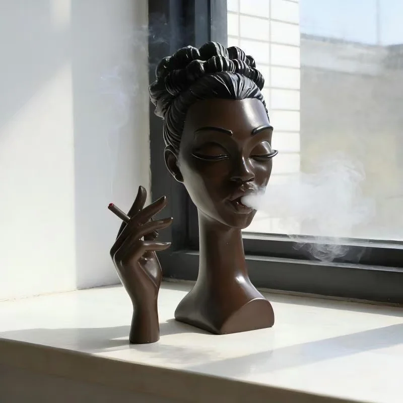 Creative Abstract African Woman Incense Burner Luxury Desktop Decor Aromatherapy Ornament