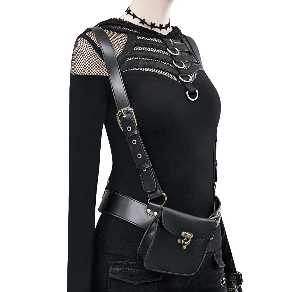 Luxury Design Bag Punk Motorcycle PU Leather Retro Waist Bags Backpacks Clothing Accessories Vest Waist Bags Belt Bag Fanny Pack
