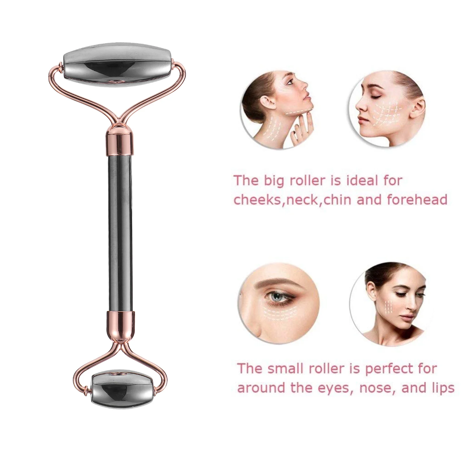 

Double Head Natural Stone Facial Roller For V Face Sculpting Depuffing Skin Care Tool Anti-Aging Routine Face Massager