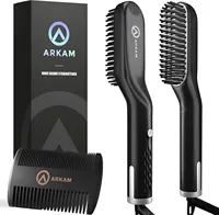 Arkam Beard Straightener for Men - Original Heated Beard Brush Kit w/Anti-Scald Feature, Dual Action Hair Comb