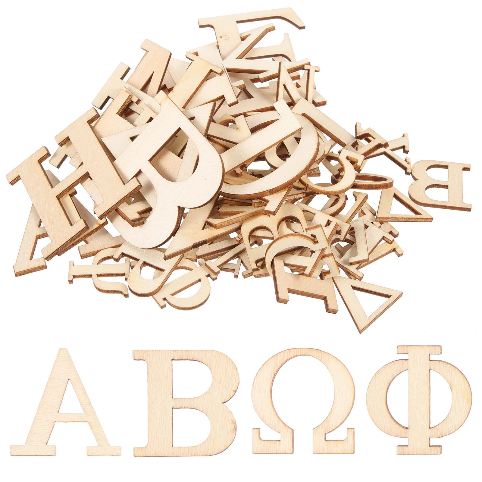 

72Pcs Wooden Letters Cutouts Alphabet Craft Shapes Unfinished DIY Decorative Wood Pieces for Painting Staining School Party