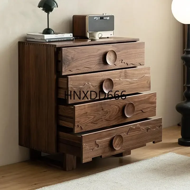 Walnut chest cabinet three-dimensional handle drawer floor four chest cabinet