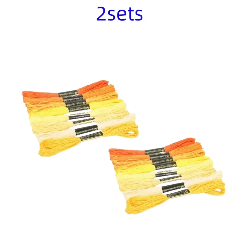 8lot 7.5m Silk Line Cotton Cross Stitch Thread Sewing Kit