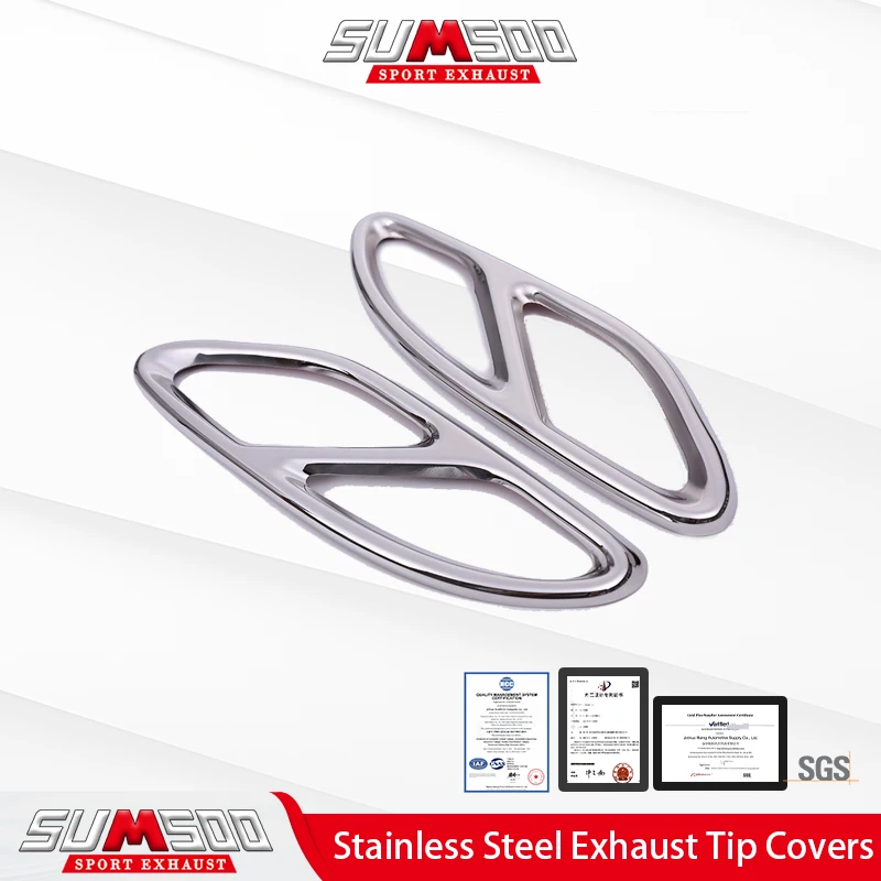 1 زوج يغطي الكسوة لمرسيدس S R Class GL GLA GLC الفولاذ المقاوم للصدأ قطع غيار السيارات الخلفية العادم الخمار غطاء أنبوب طرفي قطع غيار السيارات #2