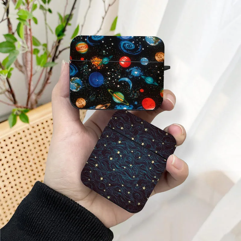 Starry Sky and Stars AirPods Case Black Wireless Bluetooth Earphone Case for Apple Airpods 1 2 3 Pro 2 Protective Case