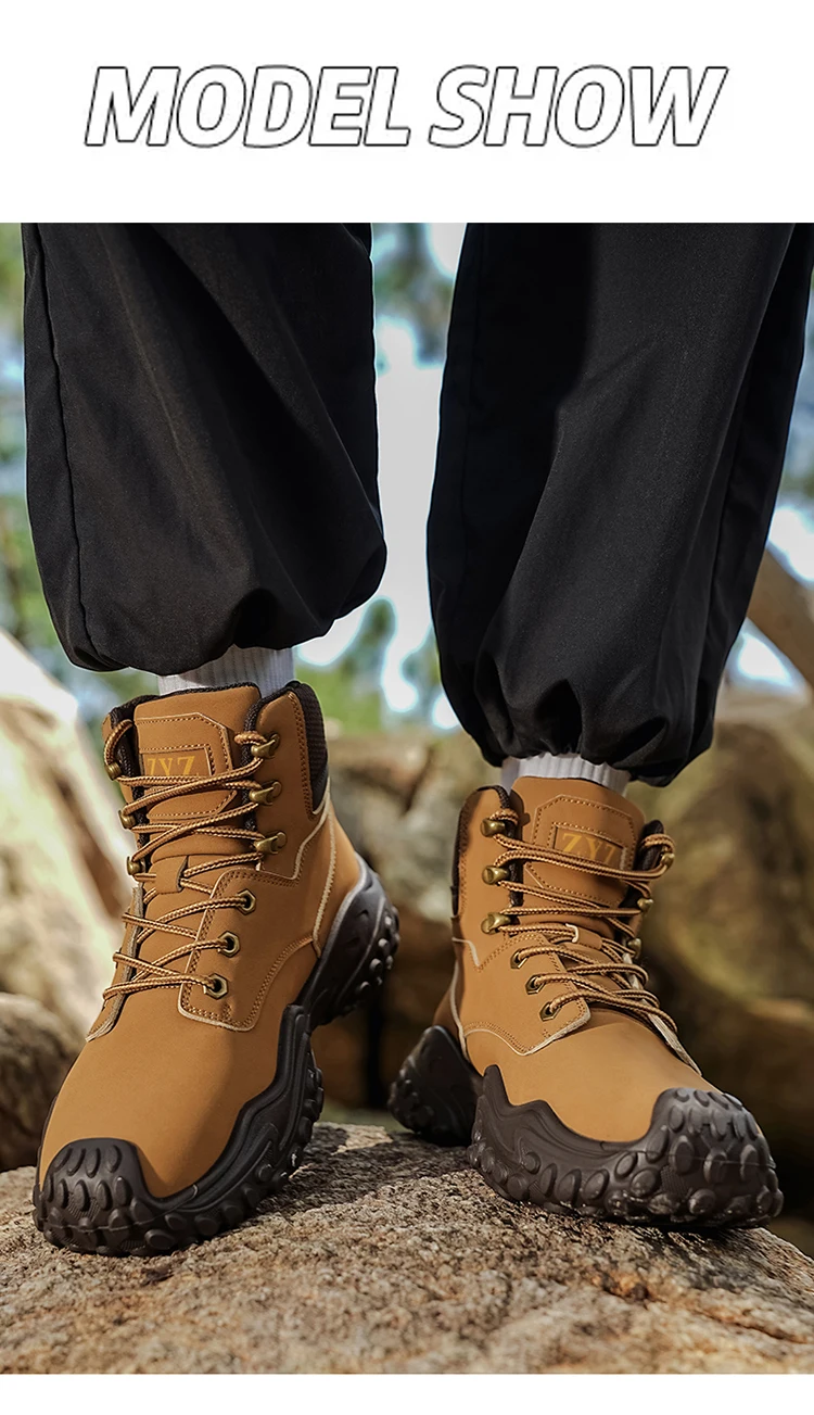 Outdoor-Wanderstiefel mit dicken, rutschfesten Sohlen, atmungsaktivem Mesh-Obermaterial, geeignet für Bergsteigen, Camping, Kiespfade und vollständig anpassbar für tägliche Outdoor-Wanderungen, mit Anti-Rutsch- und Stoßdämpfungseigenschaften – Detail 9