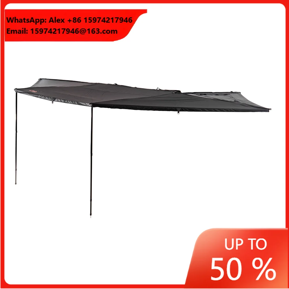 China Supplier Aluminium Waterproof Outdoor Camping Car Side Awning With LED Light Strip Four-season Foldable & Easy Storage