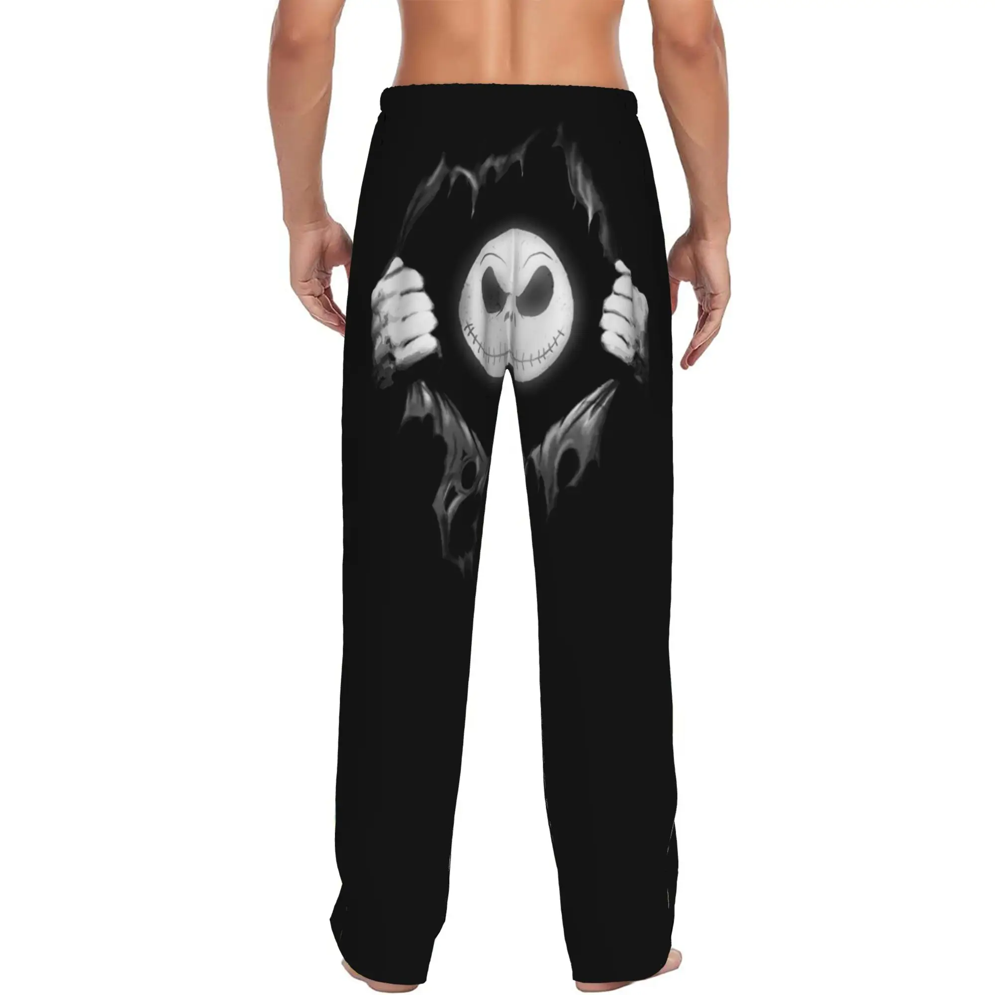 Custom Print Men's Skellingtones Skull Pajama Pants Halloween Cartoon Sleepwear Sleep Lounge Bottoms with Pockets
