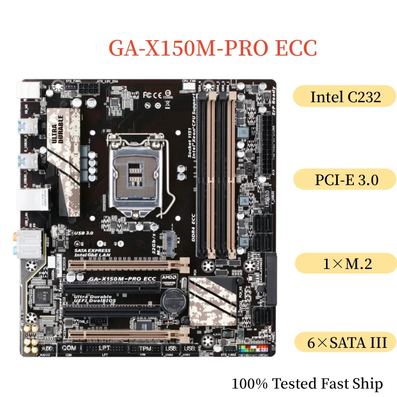 

For Gigabyte GA-X150M-PRO ECC Motherboard 64GB LGA 1151 DDR4 Micro ATX Mainboard 100% Tested Fast Ship