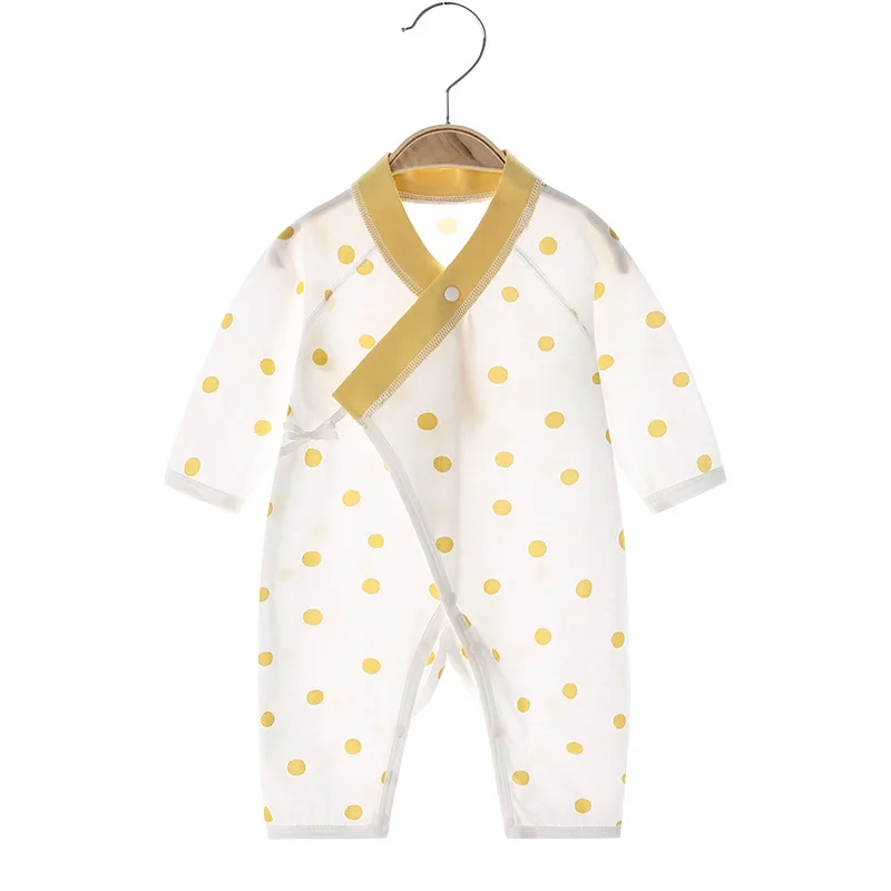 Baby Jumpsuit Summer Ultra-Thin Boneless Newborn Monk Clothes Pure Cotton Rompers Long-Sleeved Air Conditioning Room Clothing Ba