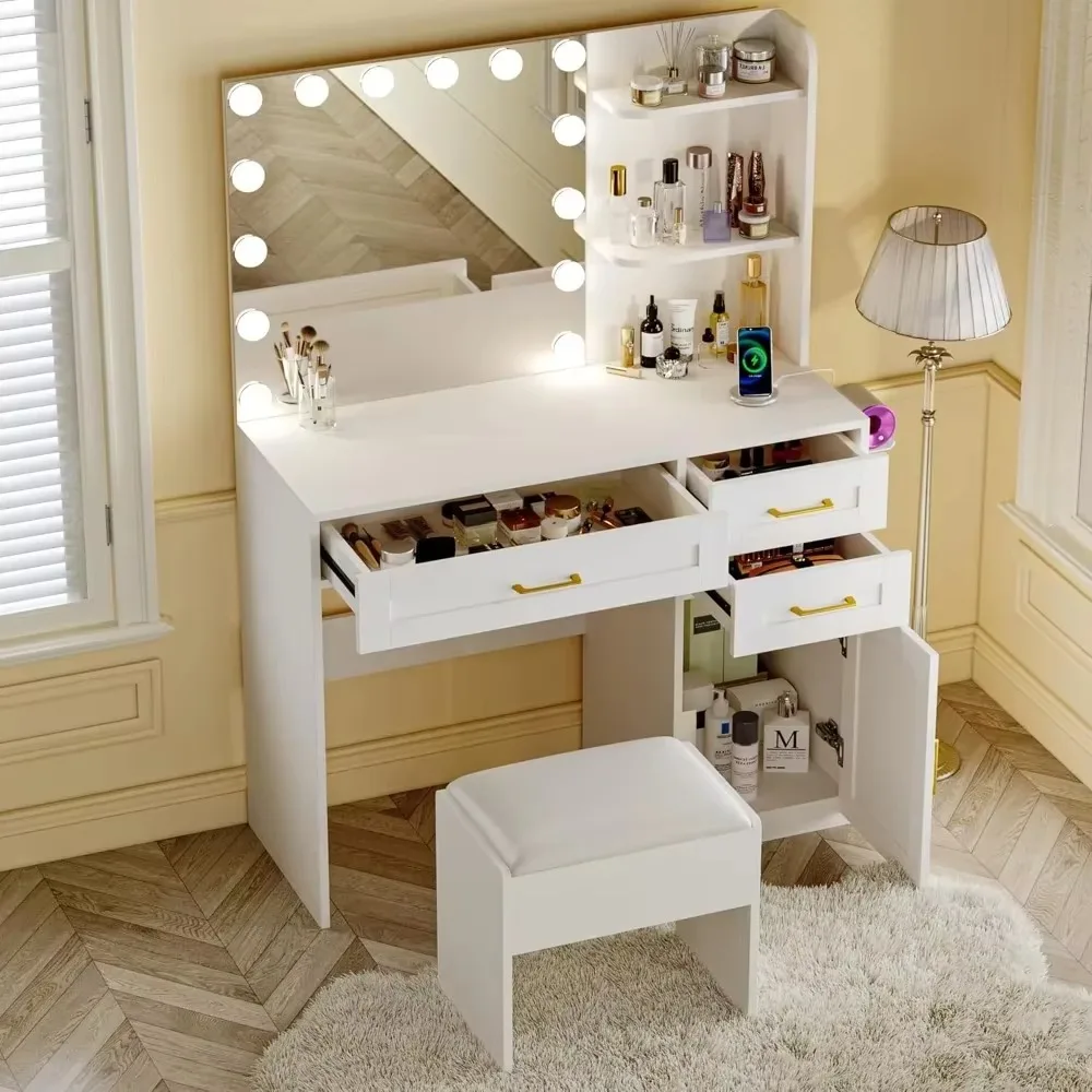 Vanity Desk with Mirror and Lights, 37