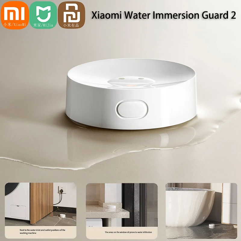 Датчик утечки воды Xiaomi Mi Smart Water Sensor 2 для дома, удаленная сигнализация, датчик затопления, работает с умным динамиком Xiaoai