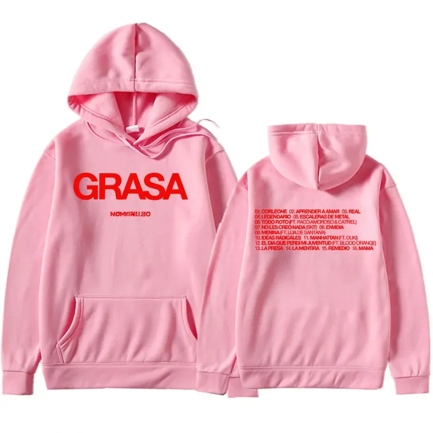 Nathy Peluso Grasa ツアー アルバム 2025 パーカー chandal ファッションヒップホップトレーナー男性快適な美的トレーナーストリート
