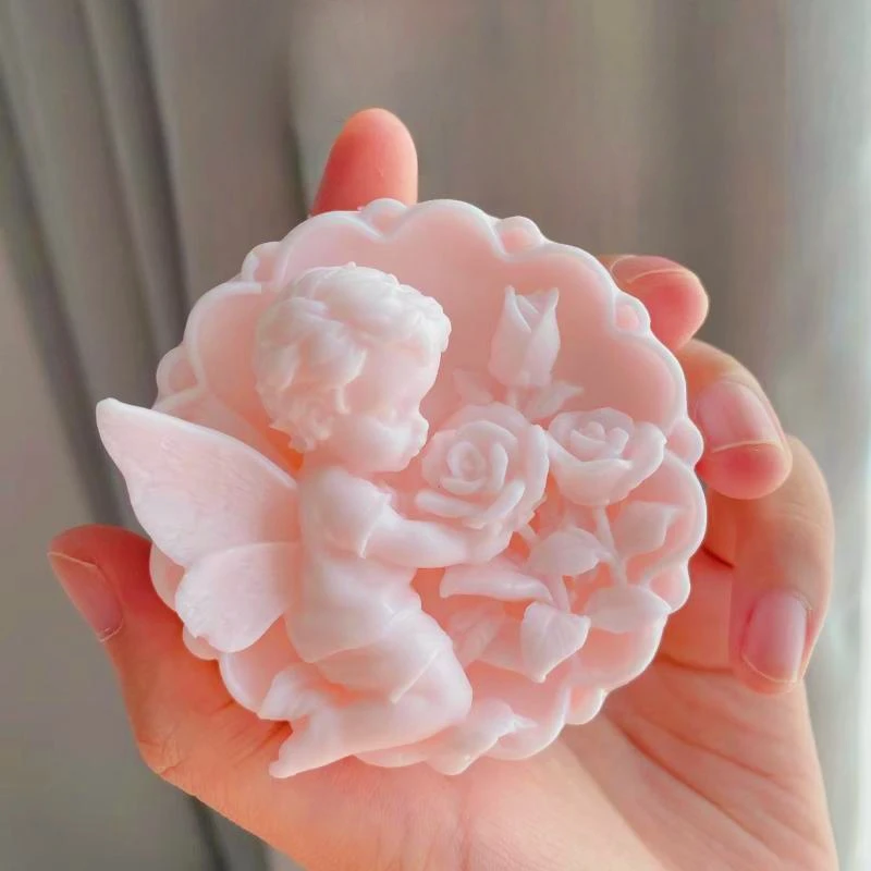 Angel Baby Aromatherapy Plaster Silicone Mold For Car Decoration DIY Flower Gypsum Ornament Handmade Soap Molds