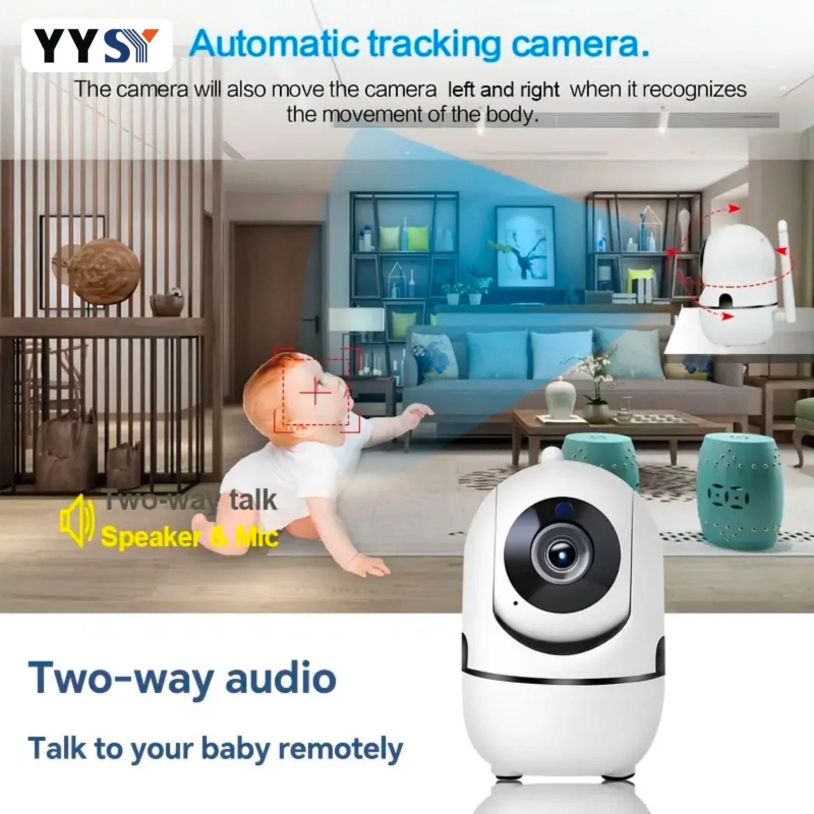 HD Home security cameras, indoor security cameras APP supportnight vision, 2.4G Wi-Fi，2-Way Talk, Motion Alert, Push message-USB