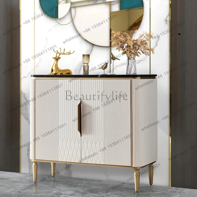 zj.Light luxury cabinet Italian marble simple dining side cabinet foyer living room storage ultra-thin shoe cabinet