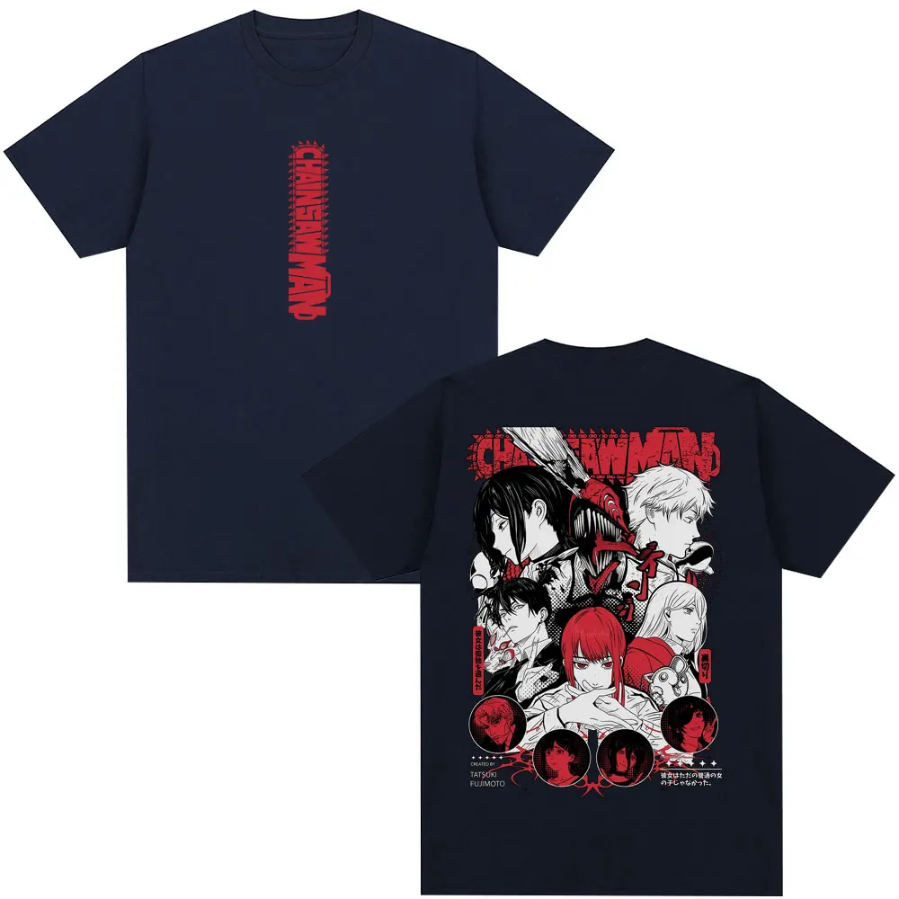 Anime Chainsaw Man T-shirt Pochita Denji Makima Hayakawa Aki Graphic T-shirts Fashion Cotton Short Sleeves T Shirts Streetwear